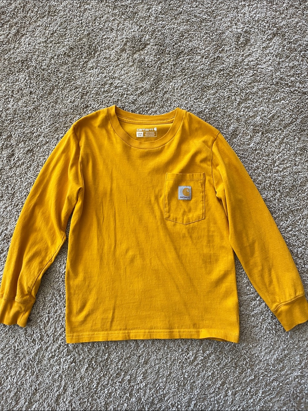 Carhartt Boys' Long Sleeve Pocket Tee in Golden Yellow